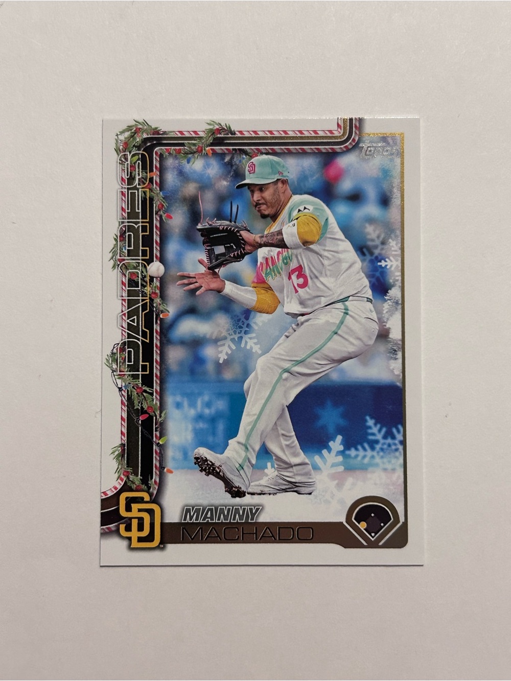 San Diego Padres Manny Machado Holiday Baseball Card - Green/White